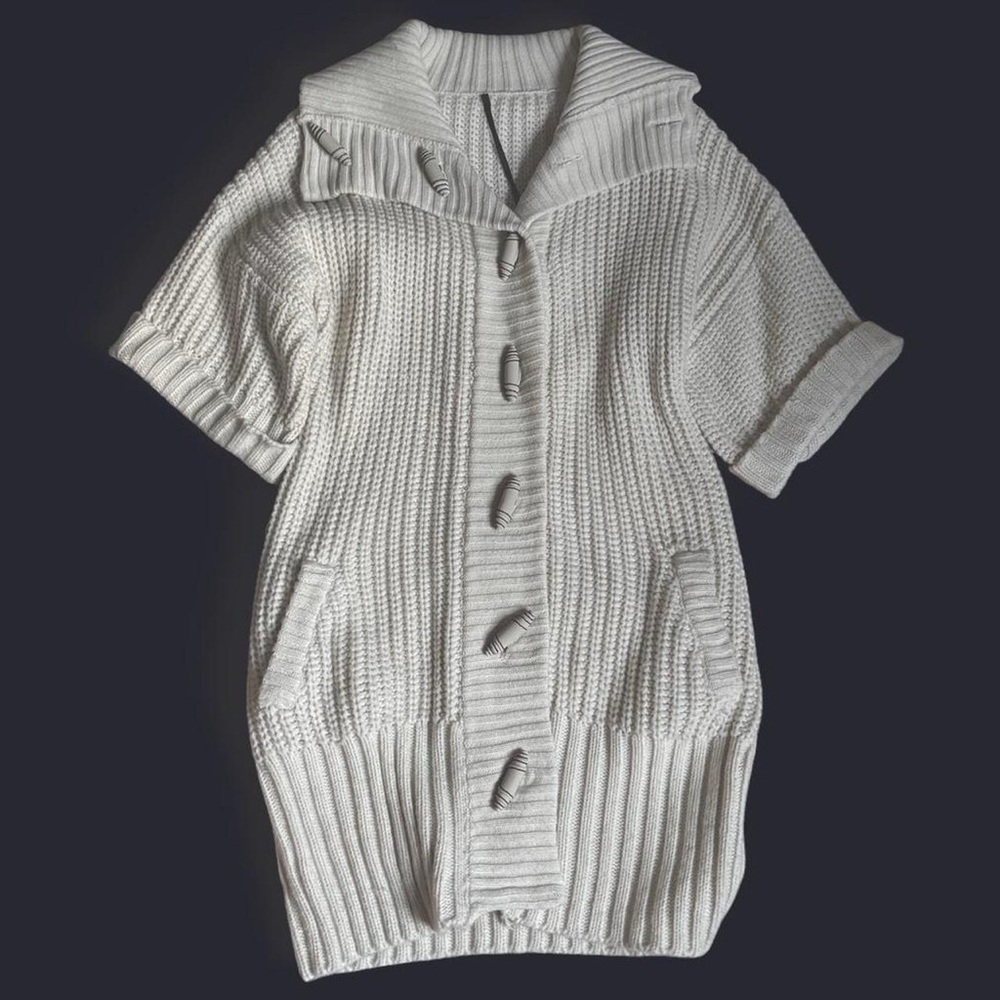 Y2K chunky knit toggle cardigan sweater By Byzantine LA Rock and Roll Lifestyle